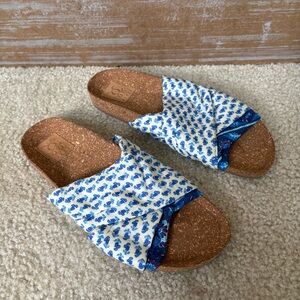 Figue Anthropologie Suki Slide Sandal Indian Cotton Floral Boho Preppy Womens 11